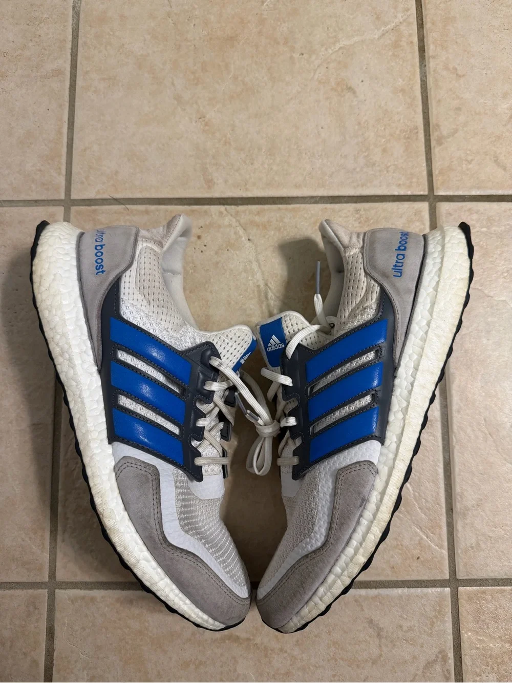 adidas Ultra Boost Shoes in White, Blue, Gray